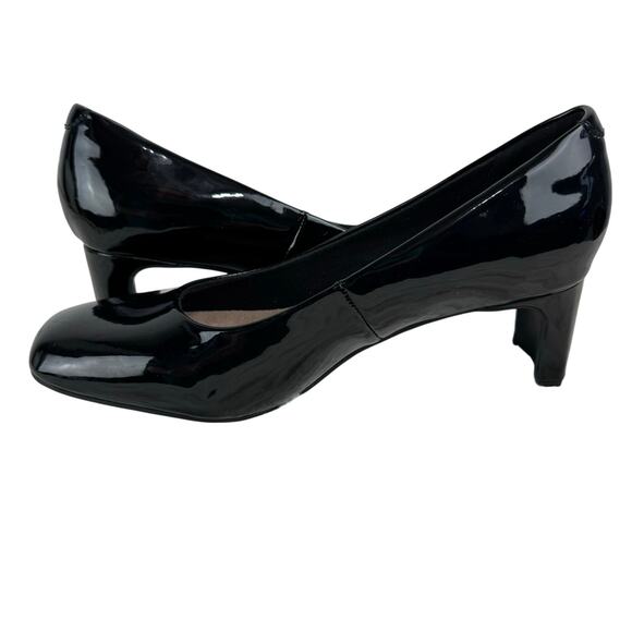 CLARK'S ULTIMATE COMFORT KYNDALL SQUARE TOE HEELS IN BLACK PATENT NWOB‎ SIZE 9 - Picture 7 of 14